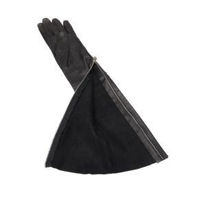 Chanel Black Lambskin Long Camellia Gloves 